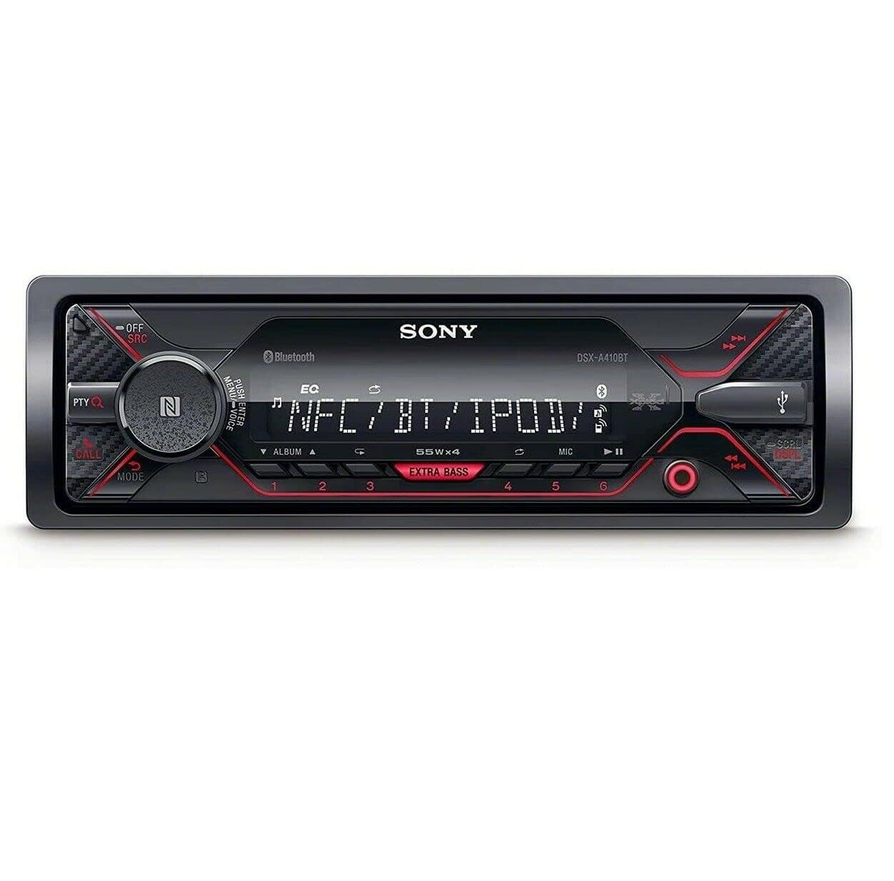 Receptor Multimedia Digital Sony DSX-A410BT Negro con Bluetooth y USB frontal para Automóvil