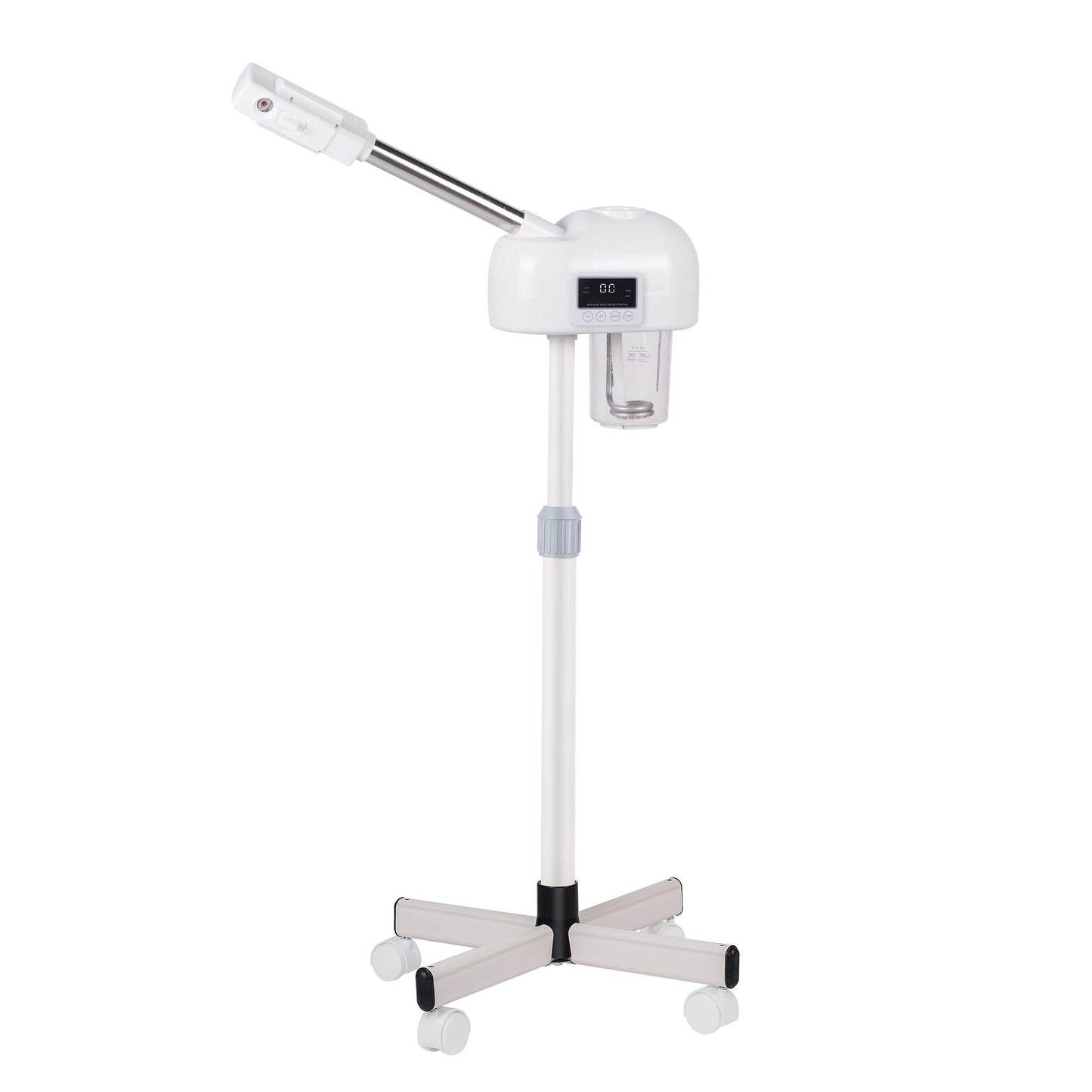 Vaporizador facial profesional, spray de niebla caliente y ozono, pantalla táctil LCD y función de temporizador, 600 CC de gran capacidad de agua, spa en casa, blanco