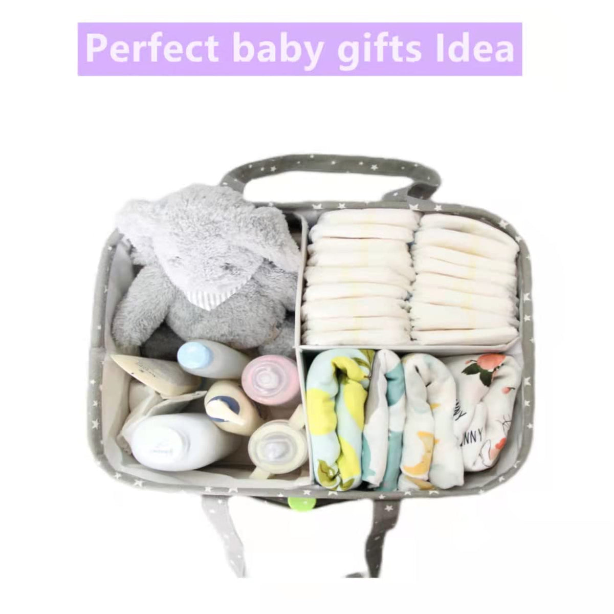 Organizador de pañales para bebé para bolsa de regalo de bebé, cesta de almacenamiento portátil extra grande para cambiador o registro de autos y bebés. Debe tener neutro