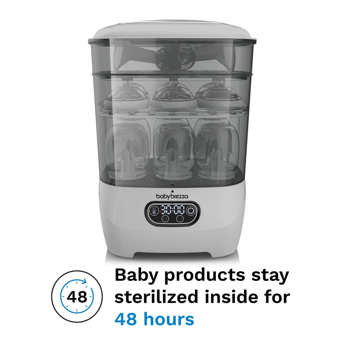 Baby Brezza - Esterilizador y secador de biberones avanzado, 33% más rápido, desinfectante de vapor de mayor capacidad, máquina de esterilización universal para todas las botellas + piezas de bomba