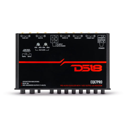 Ecualizador de Audio DS18 Negro con Salida de Subwoofer y Filtros Ajustables