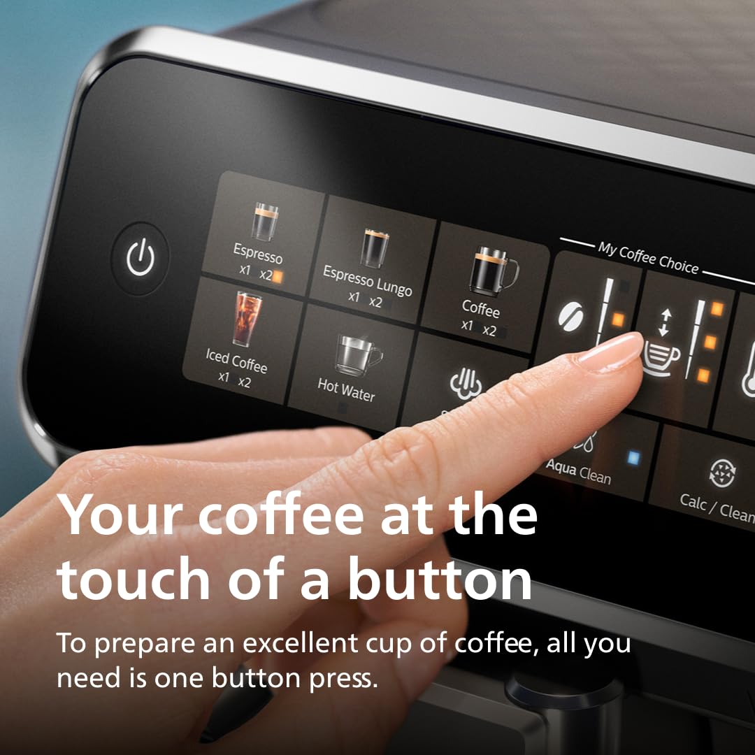 Máquina Espresso Automática Philips Serie 3300 Cromo Negro con Pantalla Táctil y Espumador Clásico de Leche