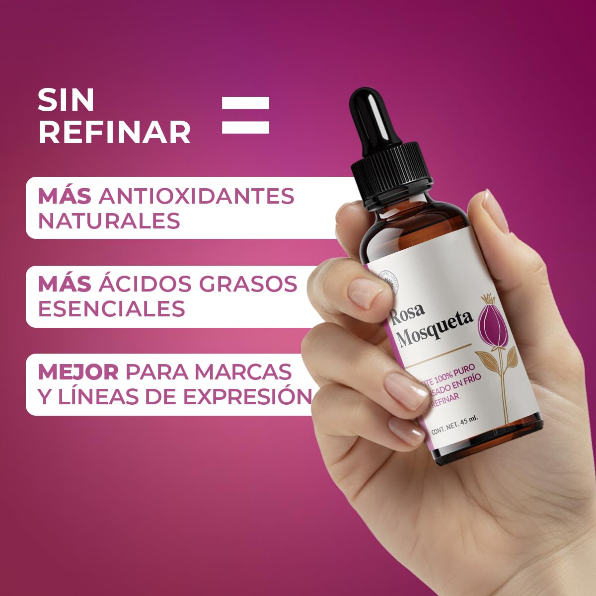 Árbora Aceite de Rosa Mosqueta puro anti-edad atenúa estrías y cicatrices