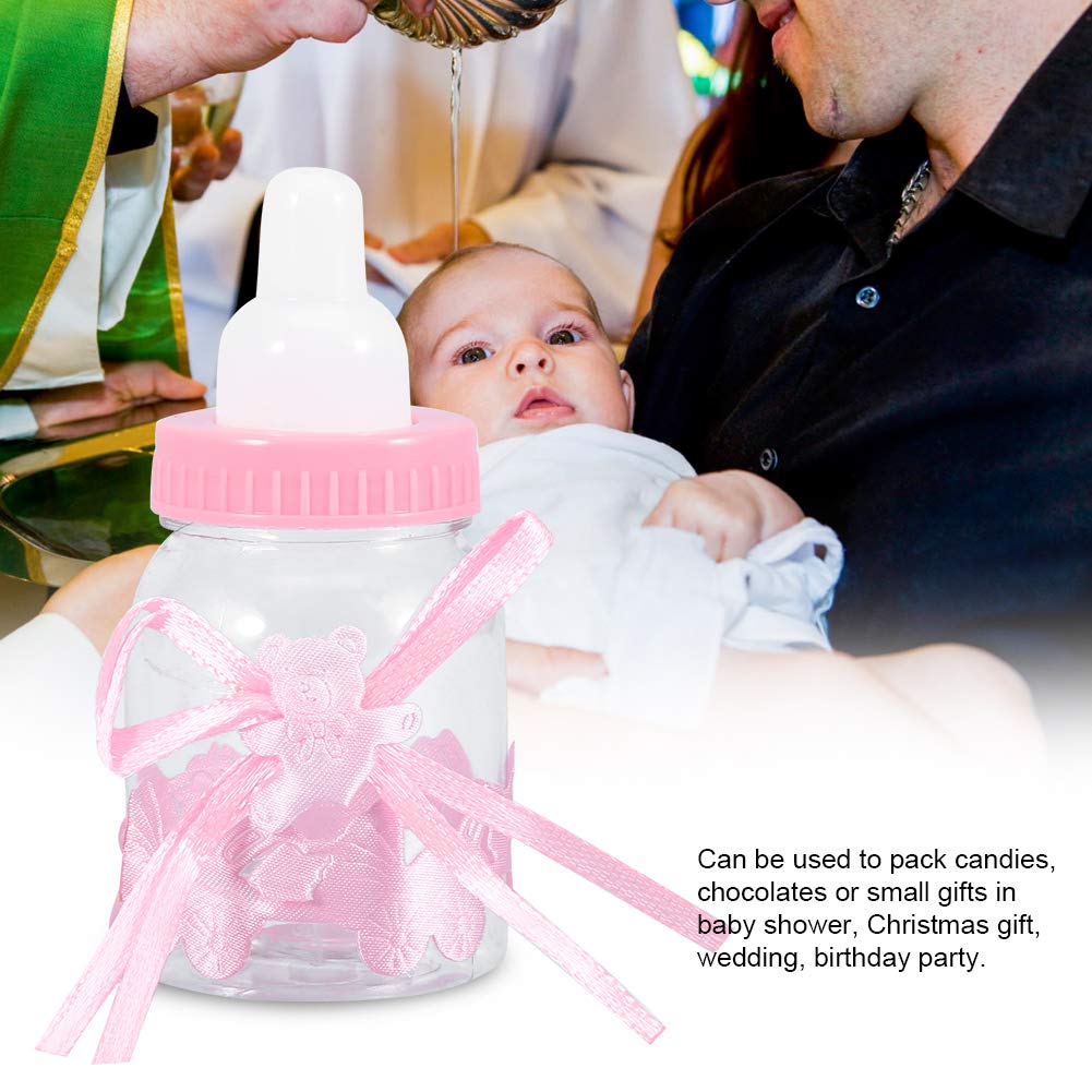 Biberón Decorativo Qiilu Rosa Cajas Anuncio de Bebé de Plástico 24 Piezas para Baby Shower