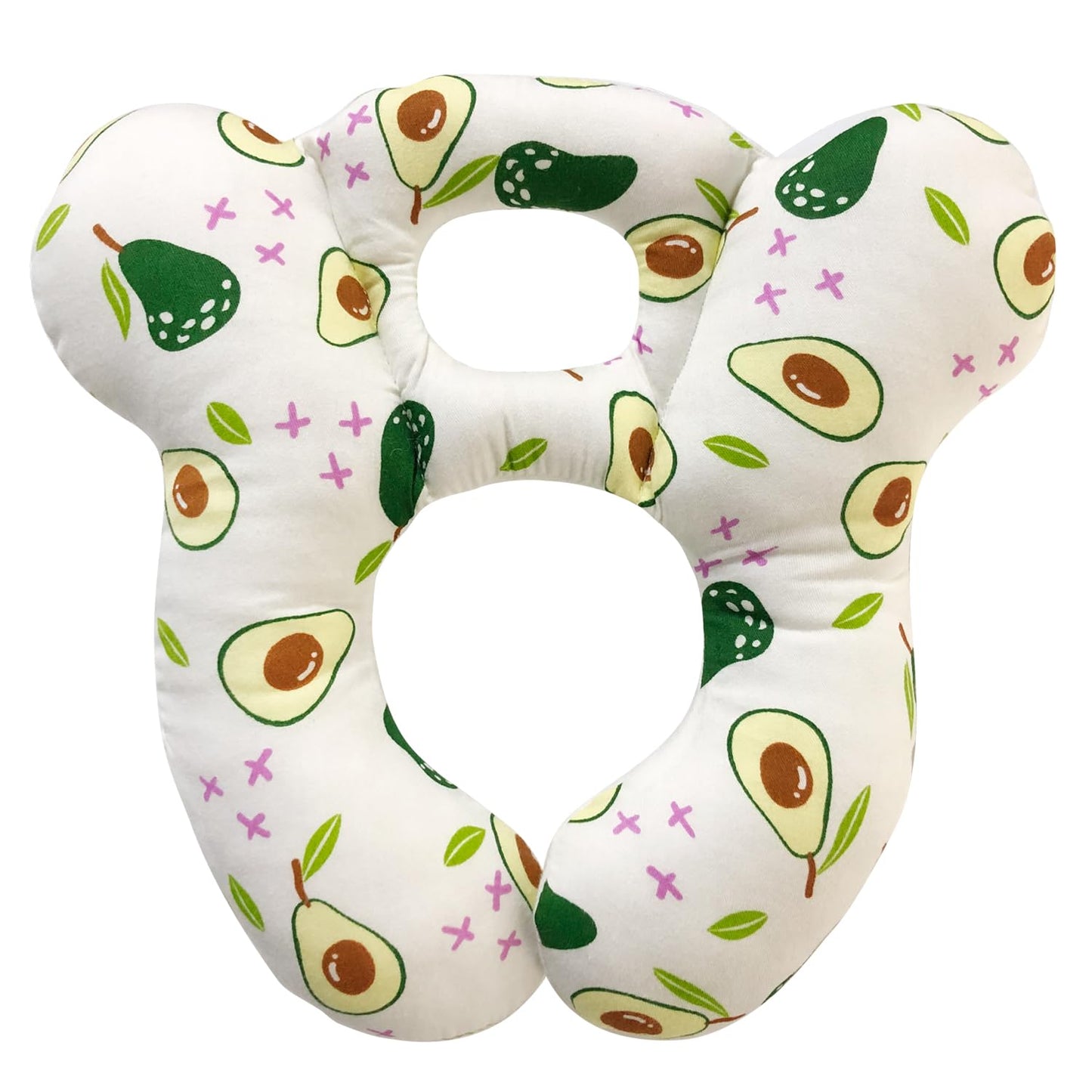 Almohada de viaje para bebé, cojín suave y agradable a la piel para asiento de coche, carriola y carriola (aguacate blanco)