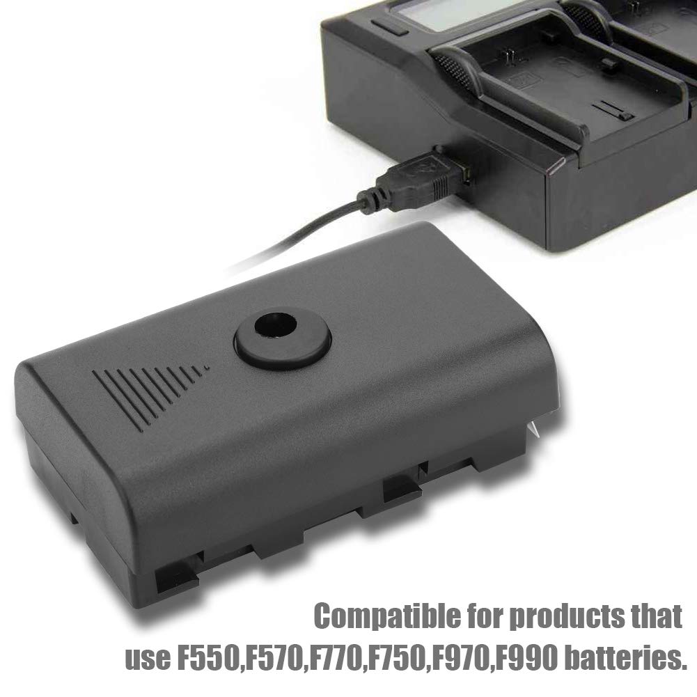 NP-F Batería ficticia Fuente de alimentación externa Acoplador de batería ficticia Adaptador de fuente de alimentación de CA para NP-F550 F570 F770 F750 F970 F990 con cable USB para alimentar la cámar