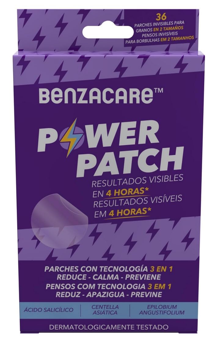 BENZACARE POWER PATCH Parche Invisible Ultraligero y Ultrafino que Reduce Visiblemente las Immperfecciones Granos y Espinillas con Resultados Visibles en 4 Horas Caja con 36 piezas