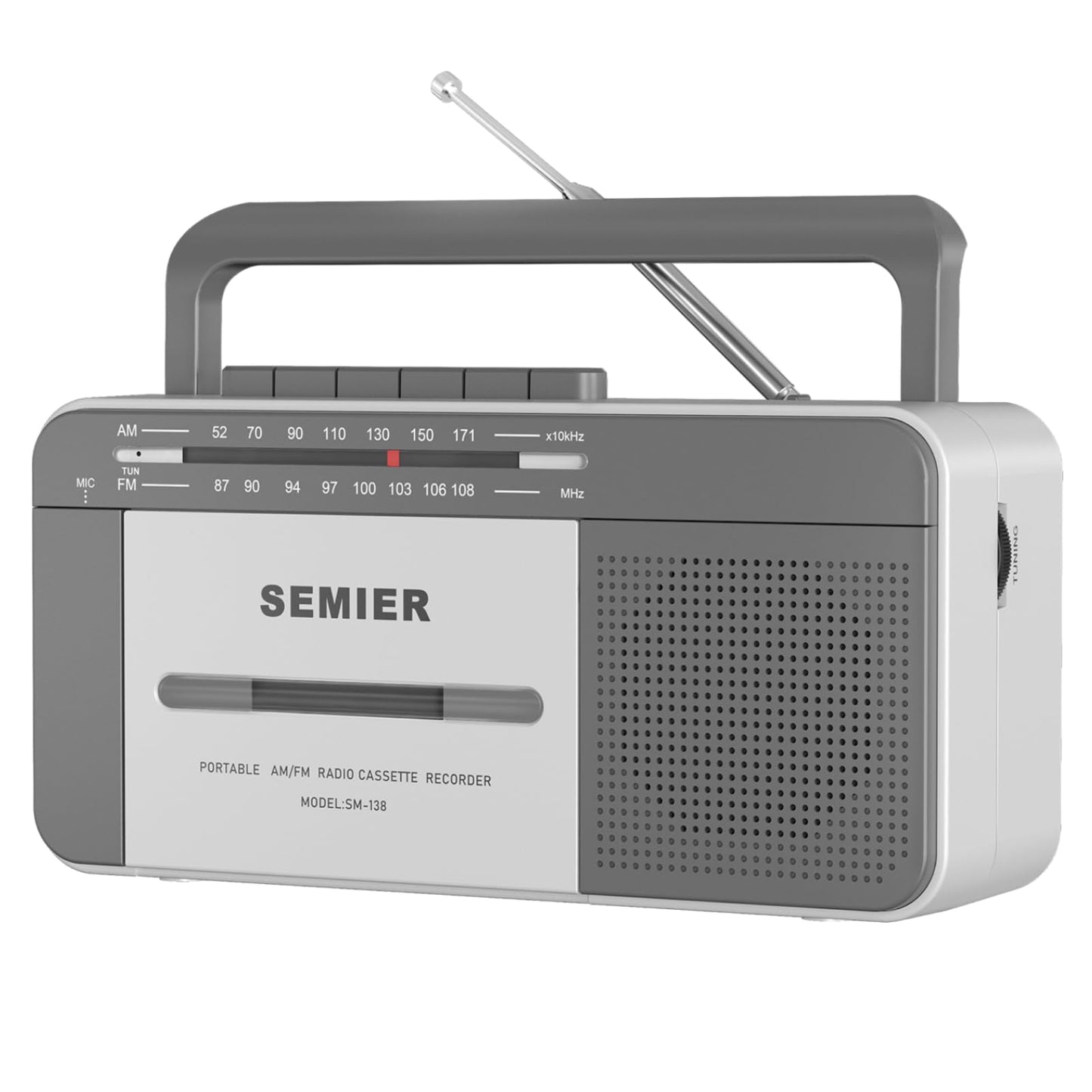 Reproductor de Casete Retro SEMIER Estéreo AM/FM Portátil con Altavoz 6W y Conector de Auriculares