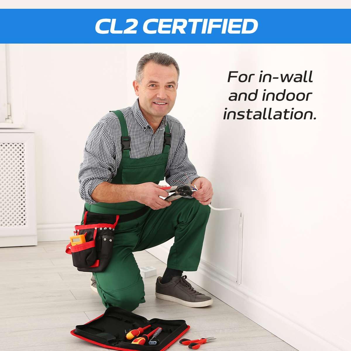 Cable de Altavoz CL2 de 250 Pies 18 AWG con Caja de Tracción para Instalación en Pared