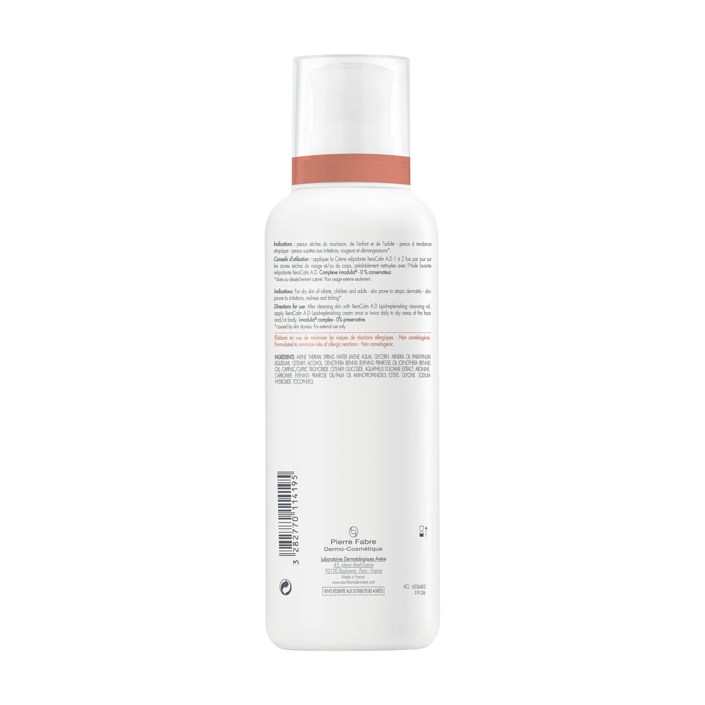 Avène Xeracalm A.D Crema Relipidizante, Piel Seca, 400ml