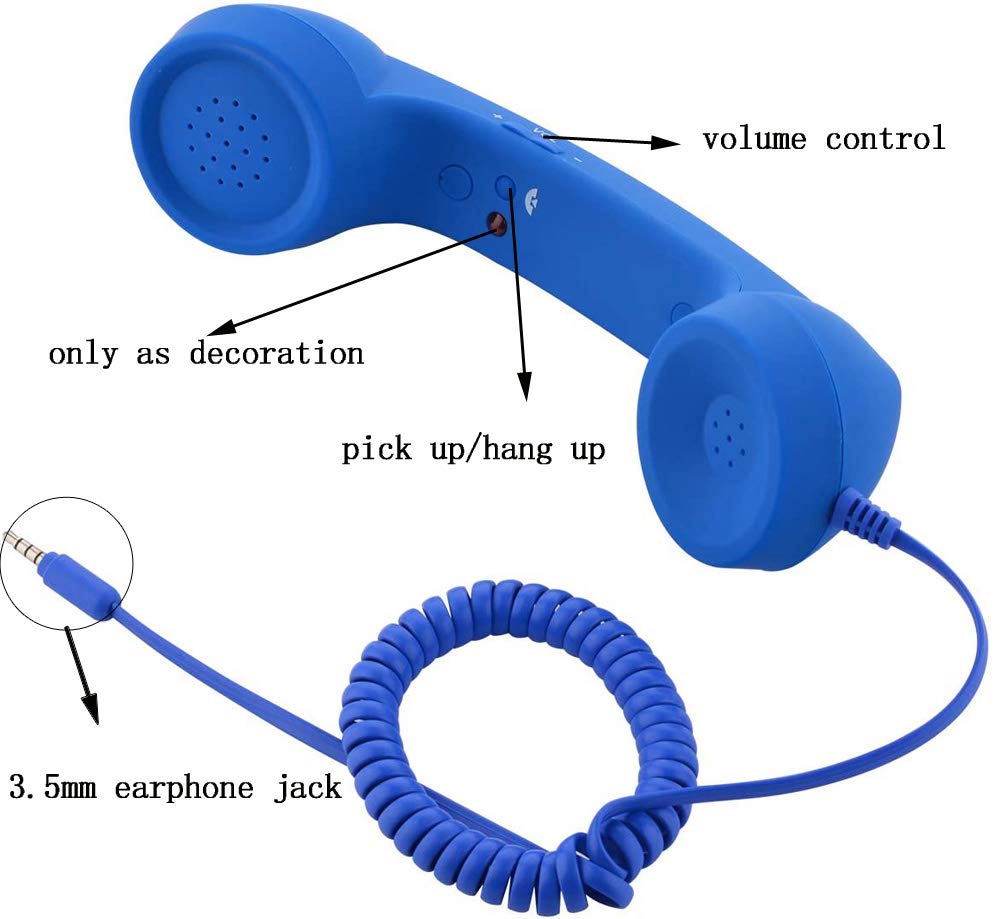 Altavoz Retro YTYKINOY Azul para Teléfono Celular y Micrófono para iPhone, iPad y Smartphones
