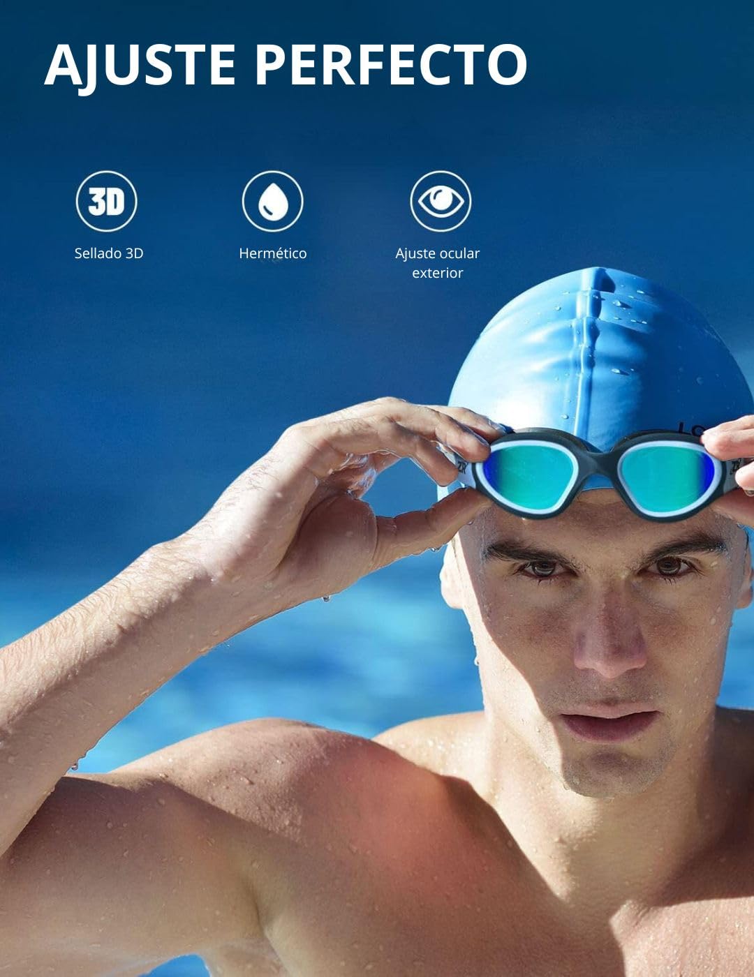 Hirola Goggles de Natación Polarizadas, Gafas Anti Empañamiento Profesionales para Adultos, Hombres y Mujeres (Blanco)