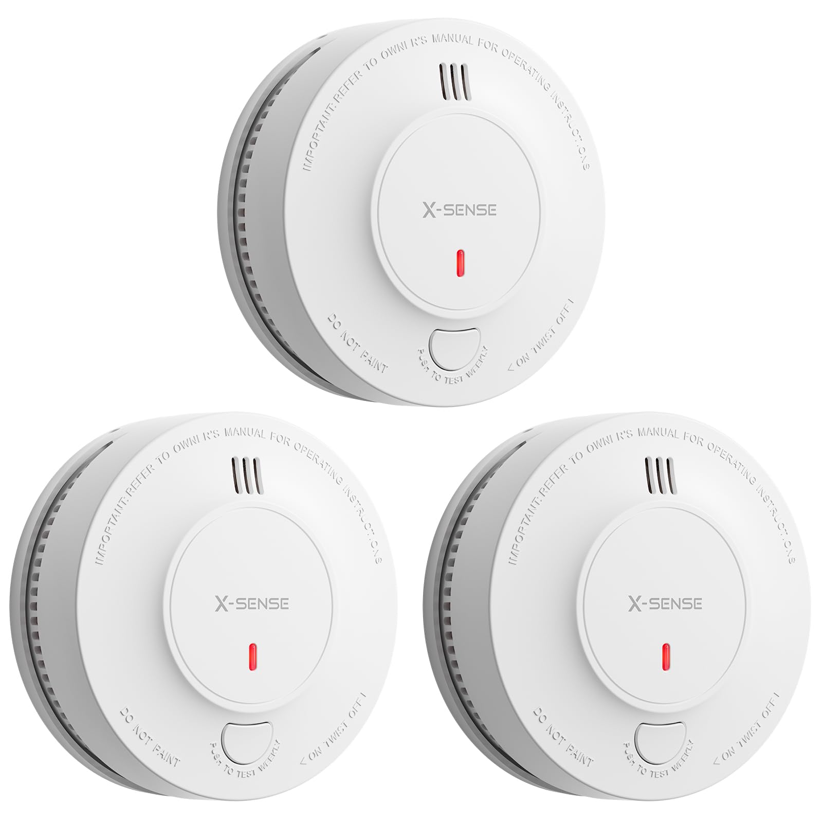 Detector de Humo X-Sense Blanco con Batería de 10 Años, Paquete de 3