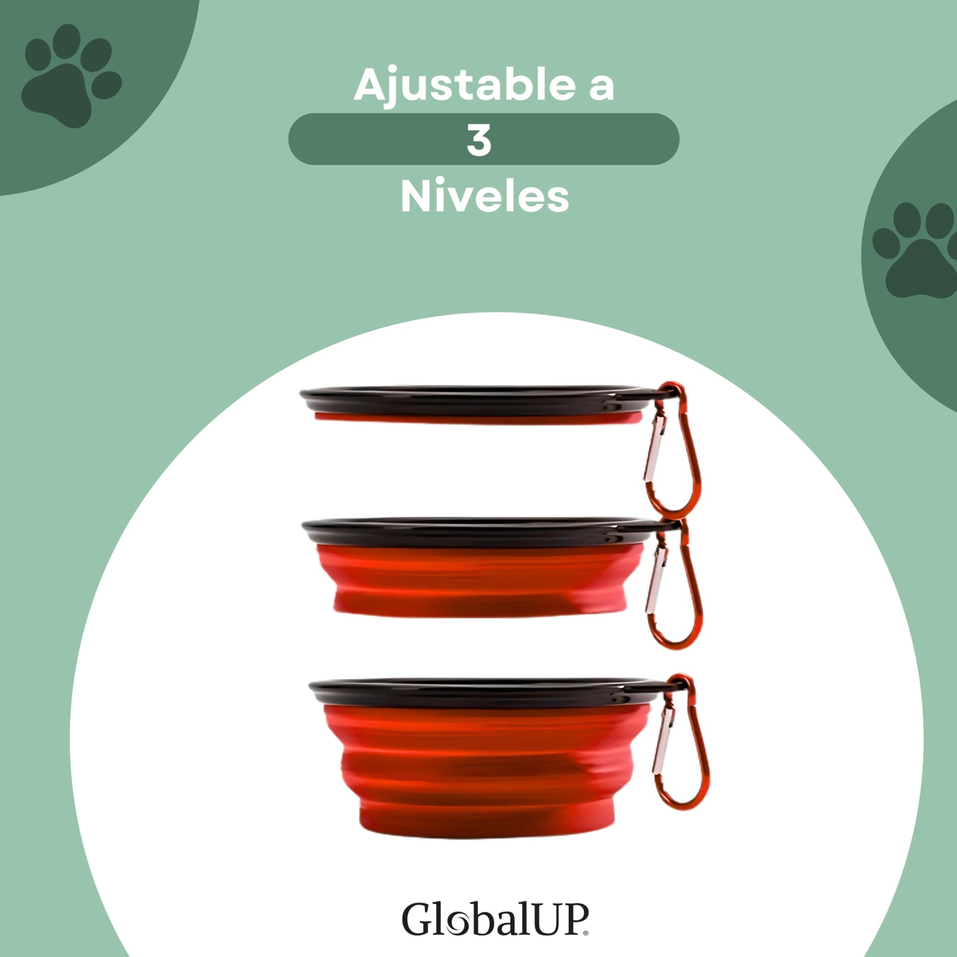 GlobalUP Plato para Perro, Bebedero para Perro. Contenedor para croquetas Plegable. Tazon para alimento y Agua para Mascotas retractil Gato y Perro, fácil de Limpiar. (Rojo, L/XL)