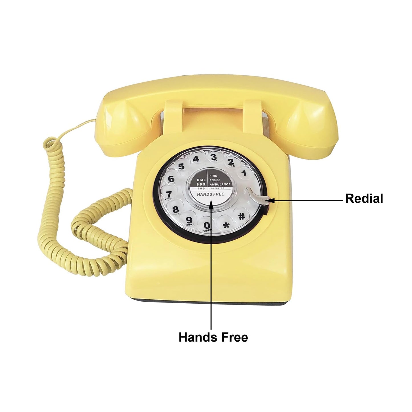 TelPal - Teléfono retro de una sola línea con cable de computadora, esfera giratoria clásica, clásico, manos libres, teléfono fijo para el hogar/oficina/hotel, teléfonos antiguos para personas mayores
