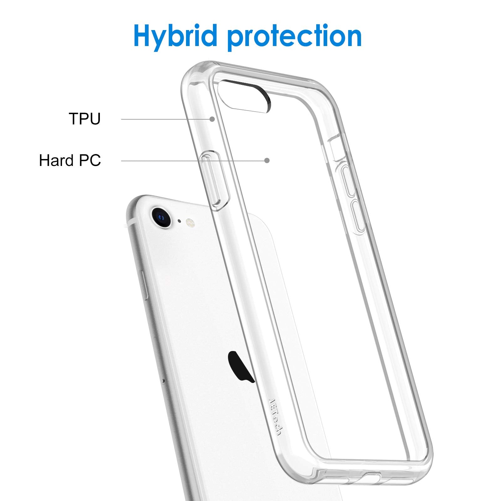 JETech Funda para iPhone SE 3/2 (Modelo 2022/2020), iPhone 8 iPhone 7, Anti-Amarillo Anti-Choques y Anti-Arañazos (Transparente)