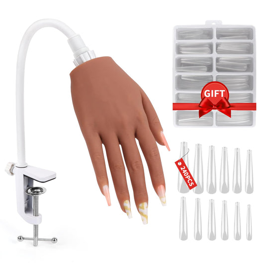 Mano de Silicona LIONVISON Natural Flexible para Uñas Acrílicas 22 cm con Kit de Herramientas