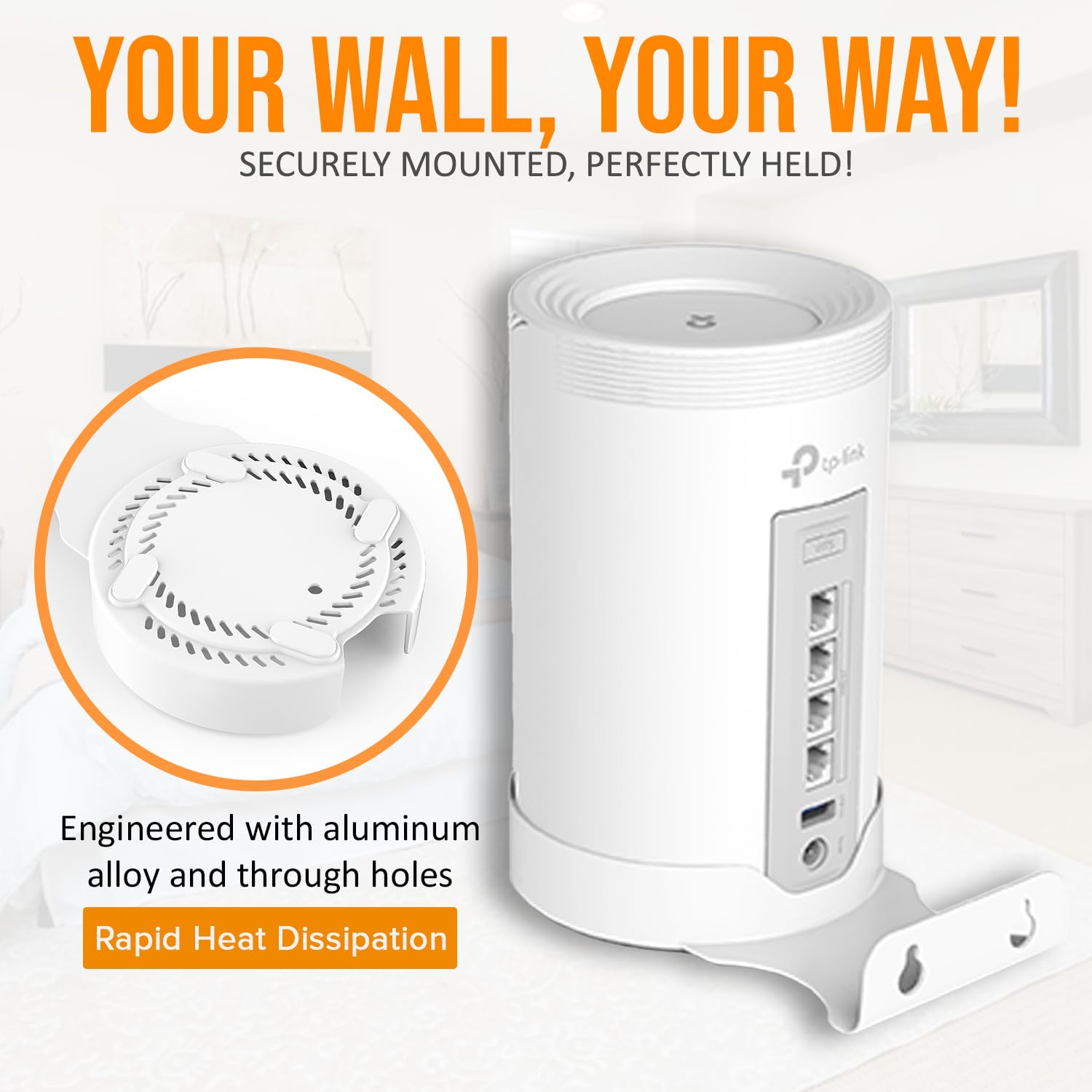 Bangcheer - Soporte de pared para TP-Link Deco BE75/BE85/BE95/BE17000/BE22000/BE33000 WiFi 7, soporte de aleación de aluminio para colgar en la pared (blanco, paquete de 2 unidades, blanco)