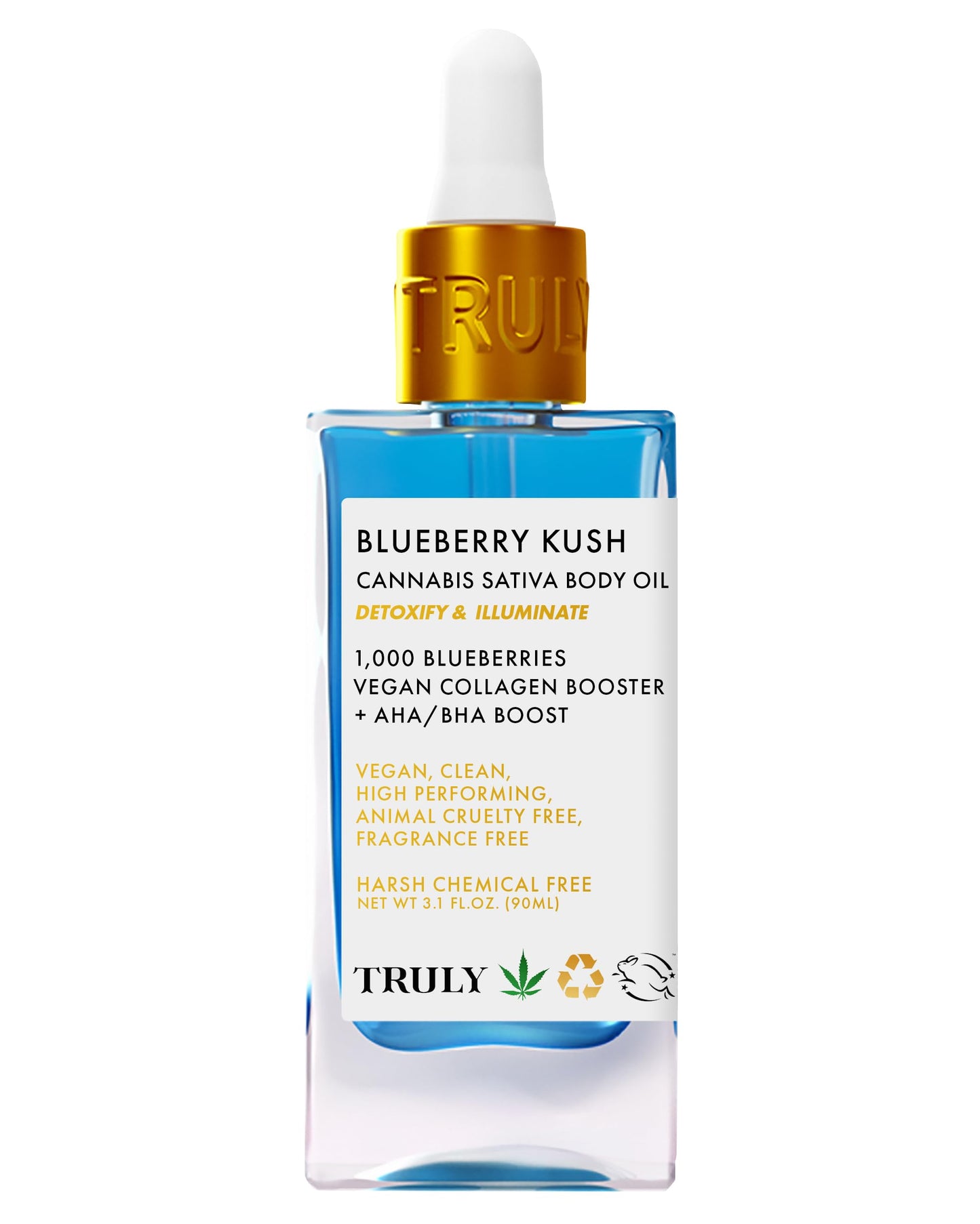 Truly- Aceite corporal Beauty Blueberry Kush con hidroxiácidos Aceite hidratante para después del baño Aceite corporal antienvejecimiento M