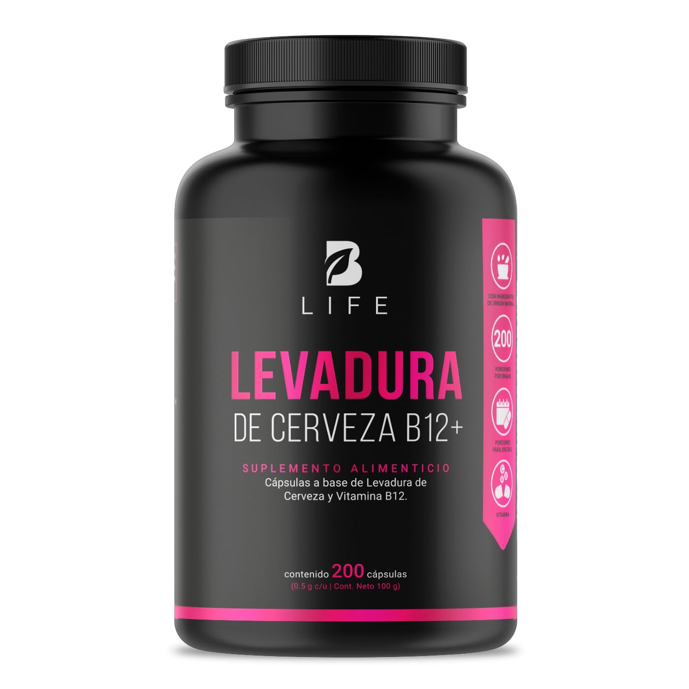 Vitamina B12 B Life Levadura de Cerveza 200 Cápsulas Ingredientes Naturales