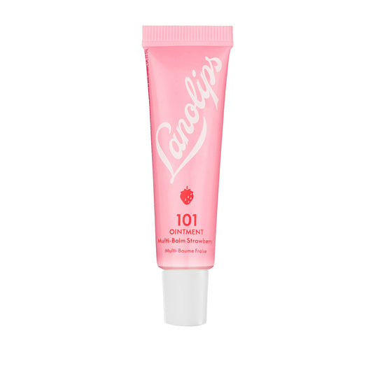 Lanolips 101 Ungüento multiusos Superbalm Fresa – Hidratante curativo natural con lanolina – Restaura + Reparación de labios agrietados, cutículas, codos + piel seca – Bálsamo sin fragancia (10 g)