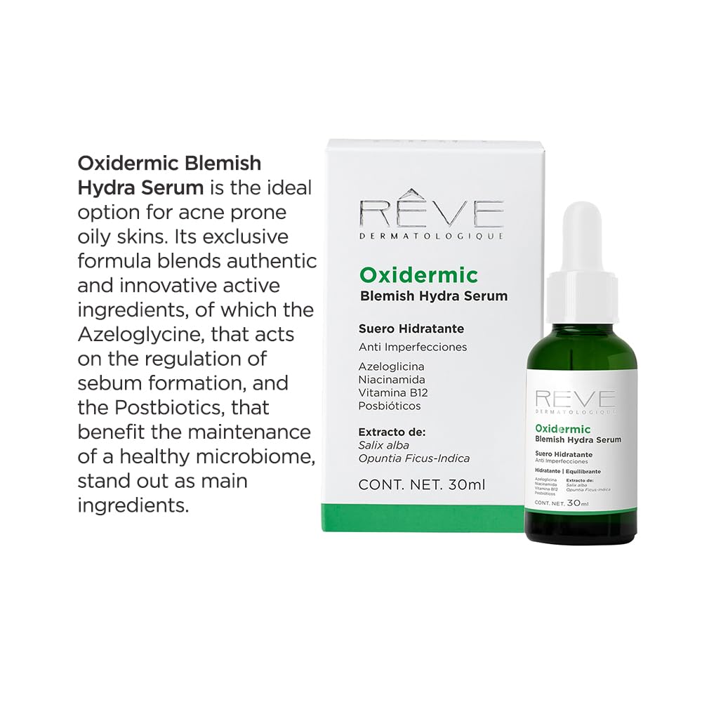 Reve Dermatologique | Oxidermic Blemish Hydra Serum - Suero Anti imperfecciones – Hidratante para pieles grasas – 30 ml.