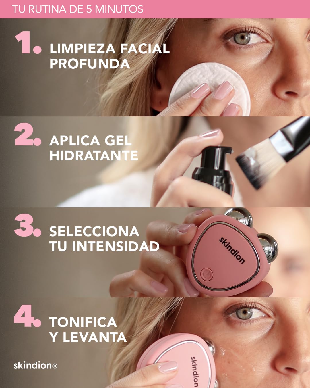 Skindion dispositivo de rejuvenecimiento facial con Microcorriente | Reductor de arrugas | Lifting facial | Ejercita rostro