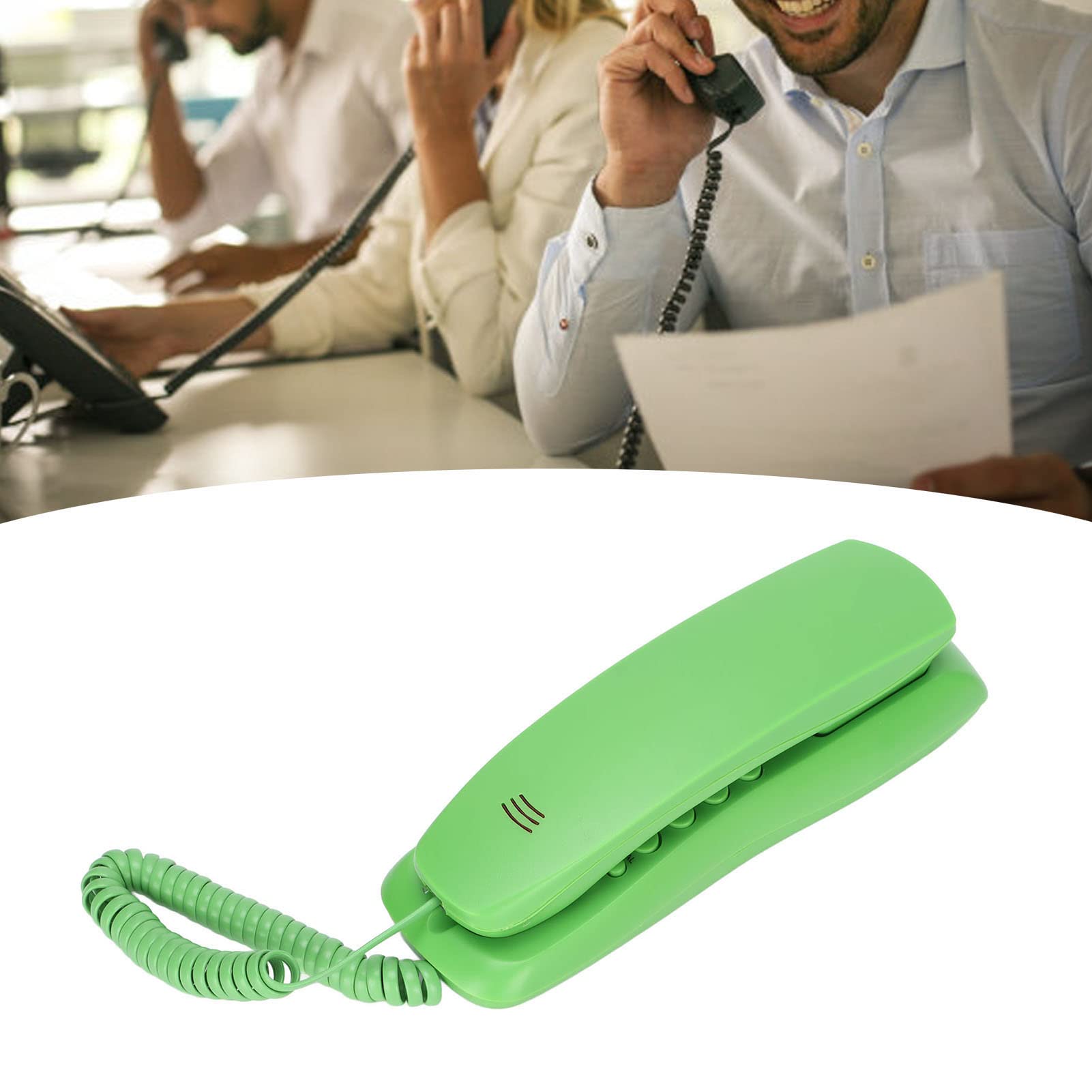 YYOYY Teléfono de Montaje en Pared, Teléfono de Escritorio con Cable, con Función de Silencio/Pausa/Remarcación, Voz de Llamada Clara, Mini Línea Fija Liviana, para Oficina en Casa, Hotel(Verde)