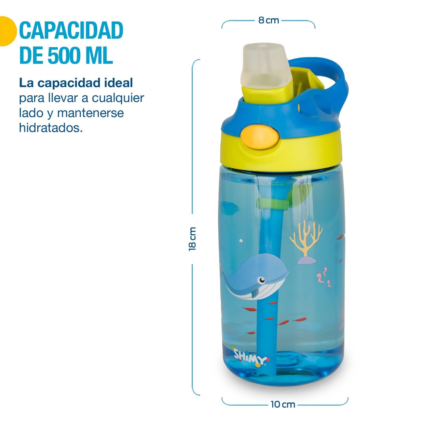 Termos SHIMY Azul y Verde con Tapa a Prueba de Fugas y Popote de Silicón para Niños