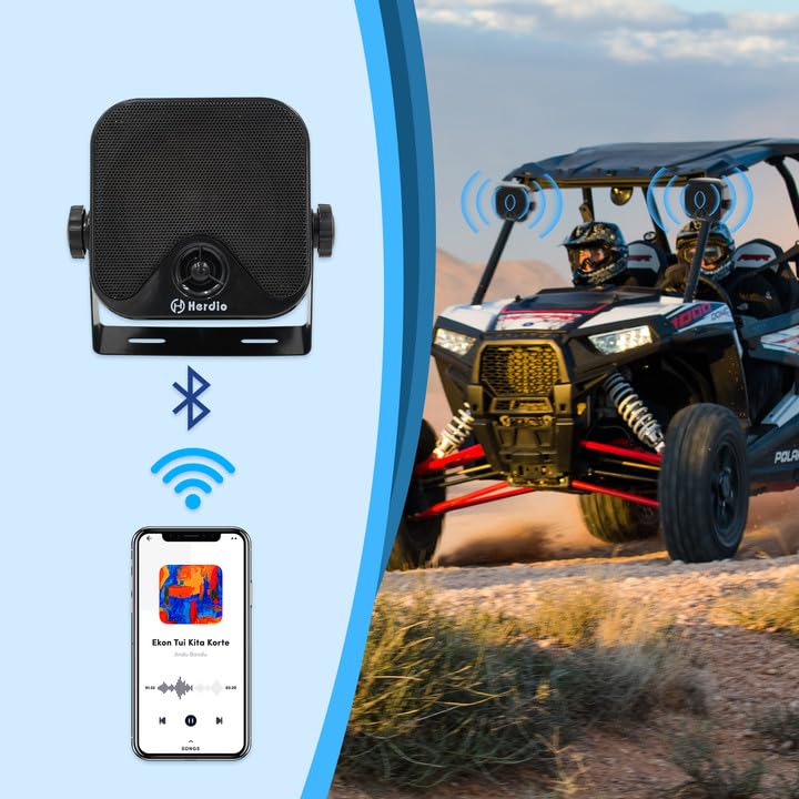 Herdio - Altavoces Bluetooth de 4 pulgadas, 240 W, impermeables, para carrito de golf, ATV, UTV, RZR, caravana, tractor, camión, jeep, patio, Powersports, 2 pares (negro)