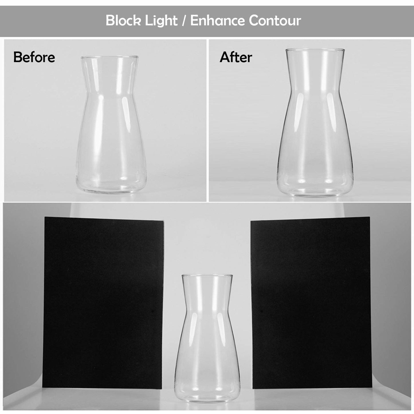 Meking 3 en 1 reflector de fotografía de cartón, tablero difusor de luz plegable de 43.18 x 30.48 cm para bodegones, fotos de productos y alimentos, negro, plateado y blanco, 2 paquetes