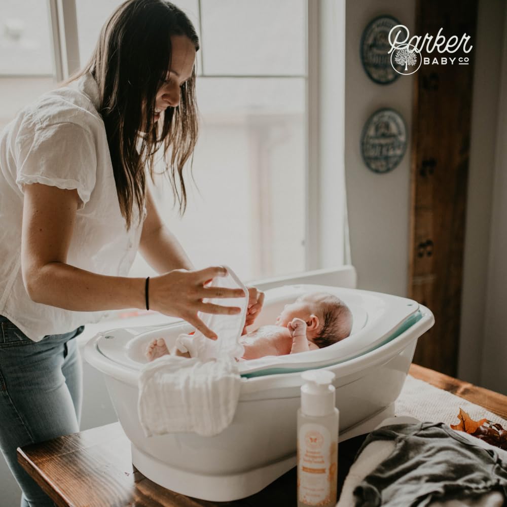 Parker Baby Co. - Juego de 6 Paños de Muselina de Algodón 100% para el baño, Suaves, Absorbentes y Naturales, Color Blanco