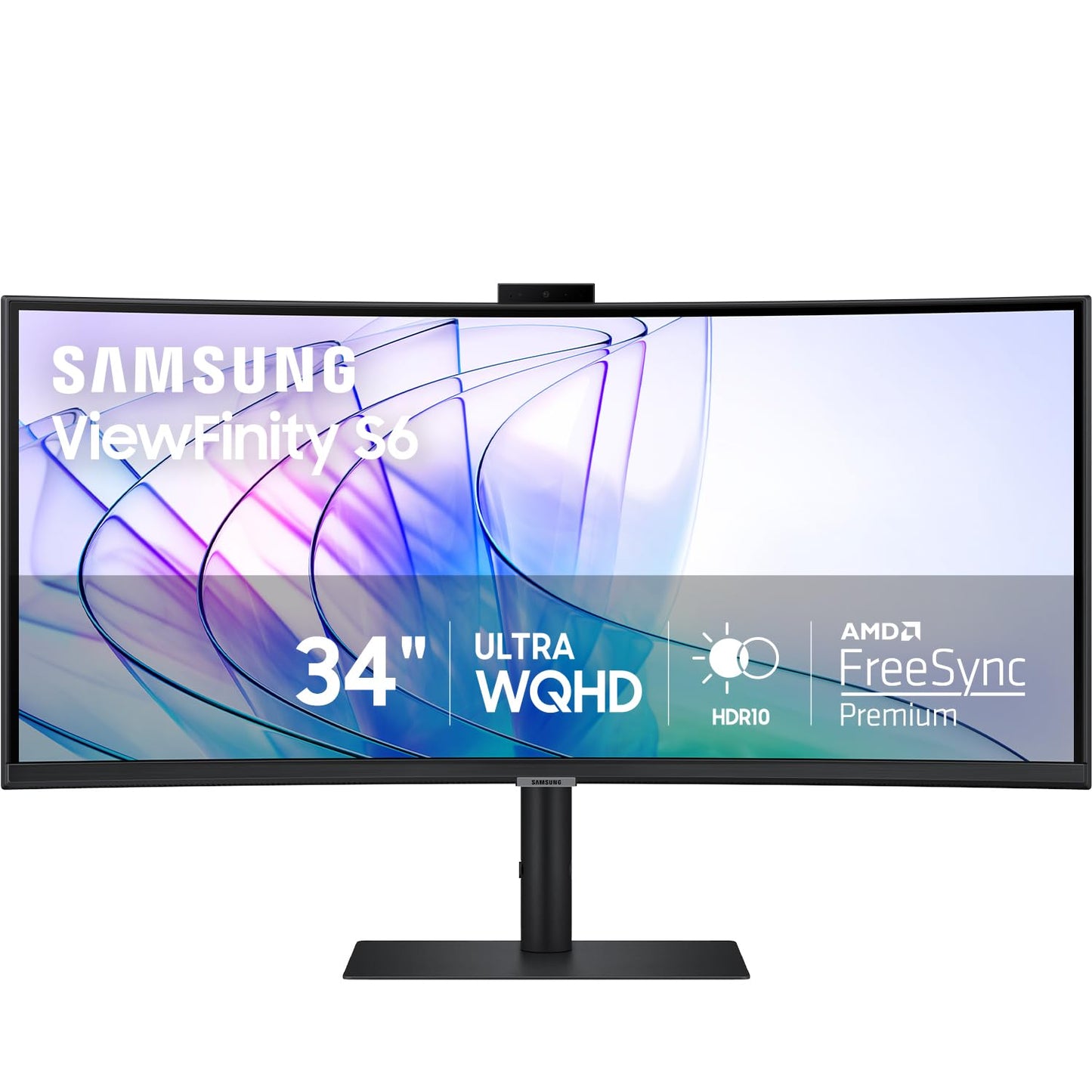 SAMSUNG Monitor de computadora curvado ViewFinity S65VC Series Ultra-WQHD de 34 pulgadas, 100Hz, AMD FreeSync, HDR10, USB-C, altavoz incorporado, cámara, interruptor KVM, cuidado de los ojos, embalaje