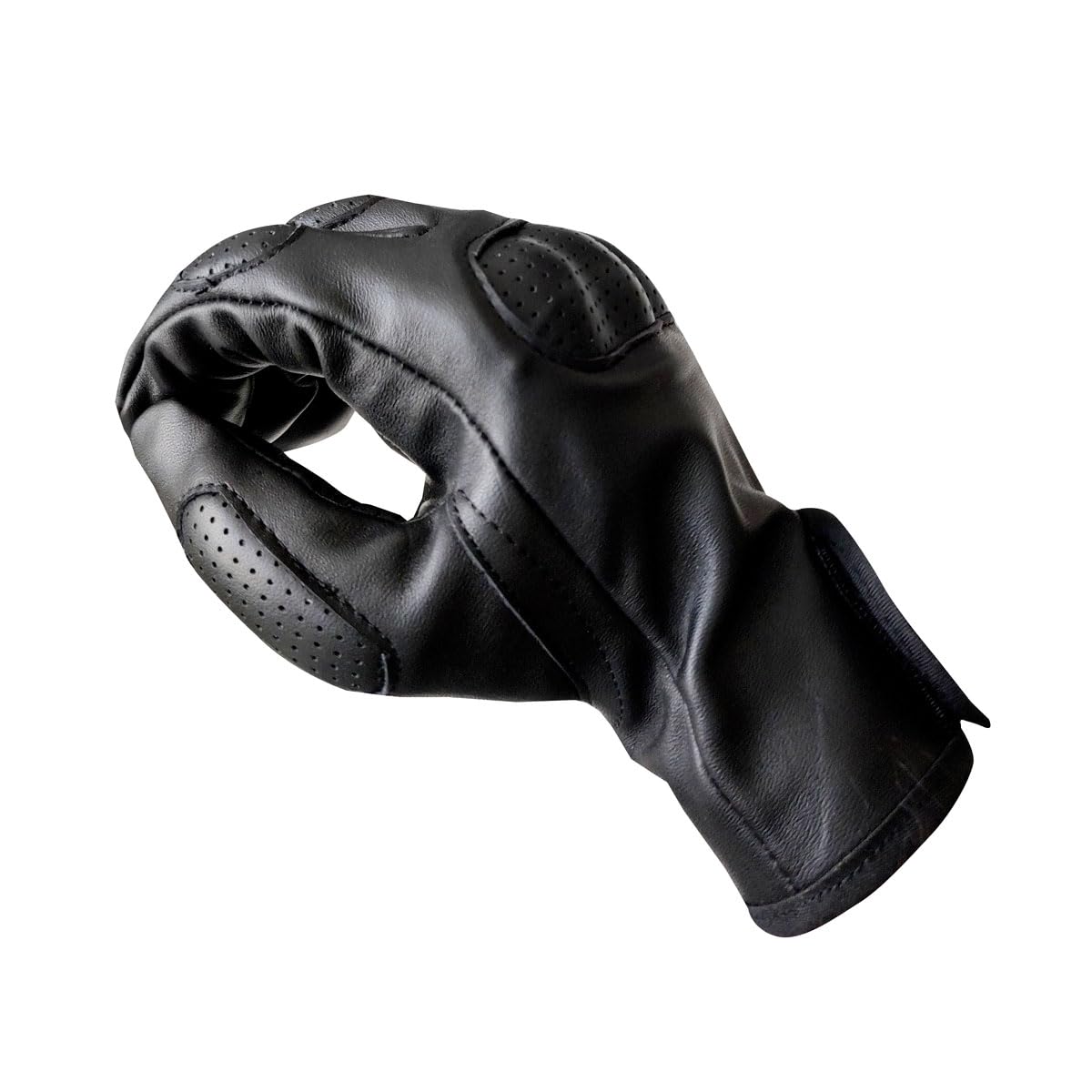 Guantes para Motociclista Hombre o Mujer de Piel con protección acojinada de Palma y rígida en Nudillos Modelo 6030 (Negro, XX-Large)