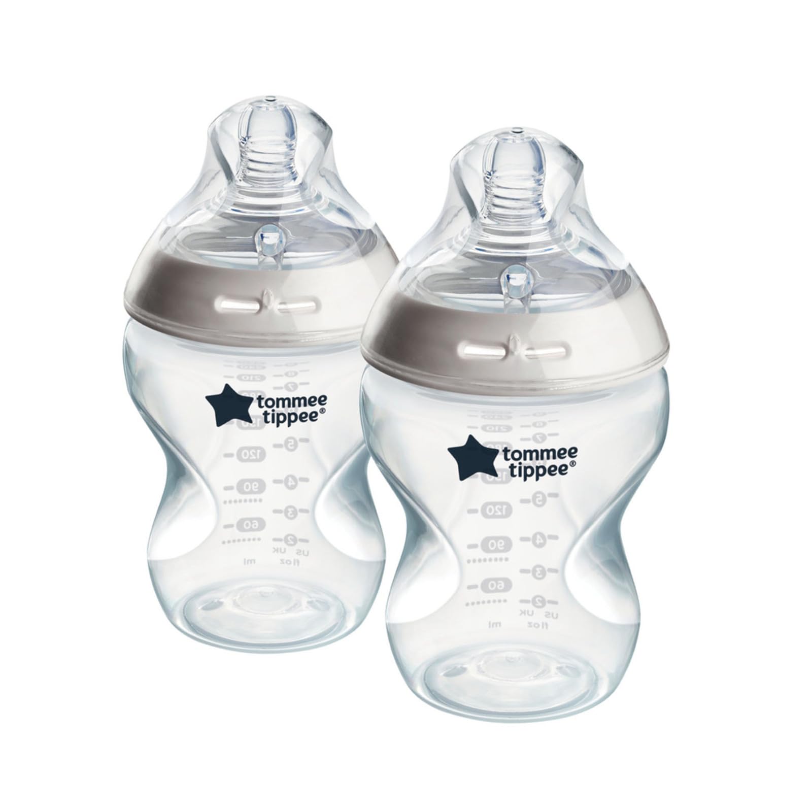 Biberón Tommee Tippee Natural Start Anti-Colic Transparente con Tetina de Flujo Lento para Bebés 0m+ Autoesterilizable Pack de 2