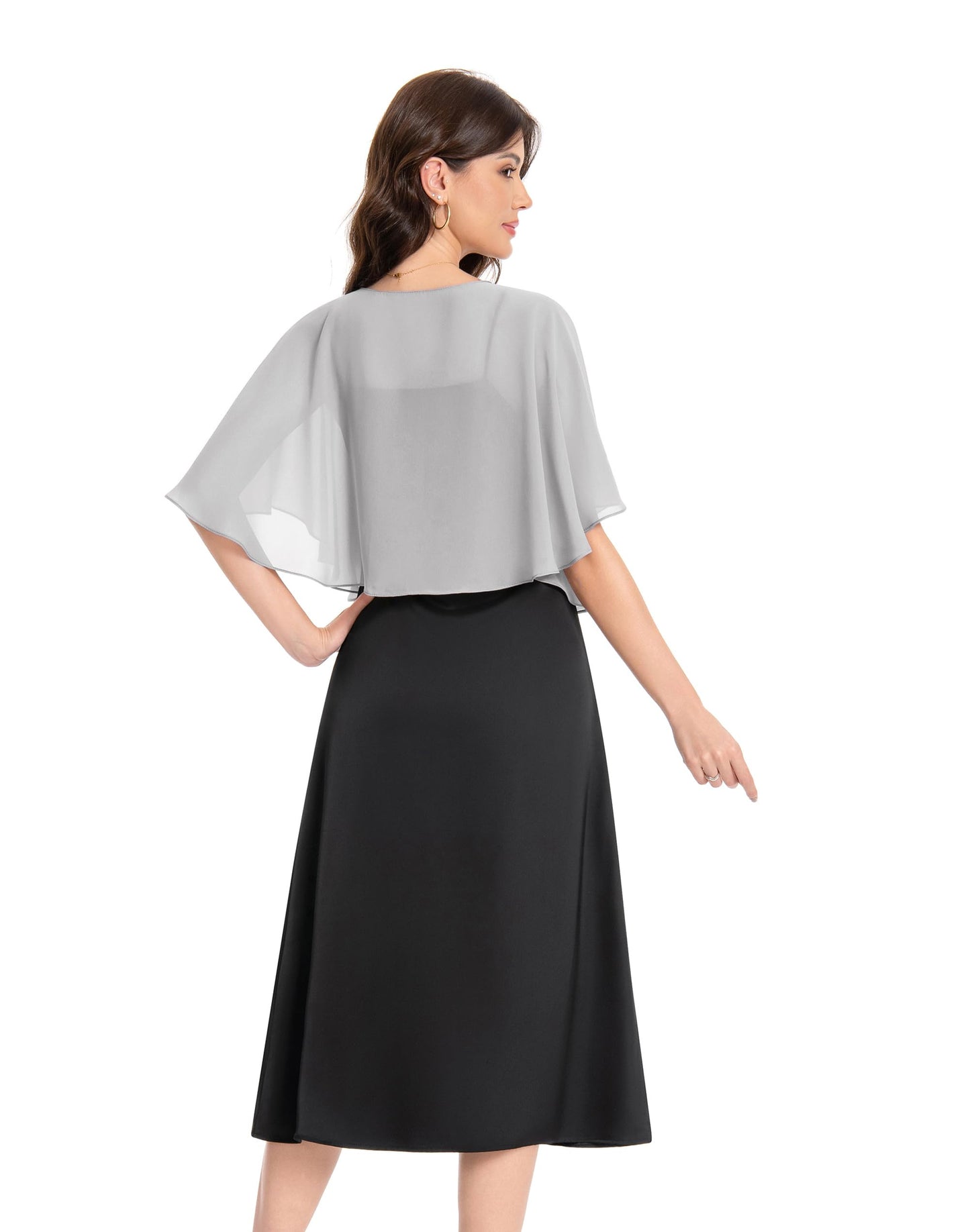 Baoqiya Capas cortas para mujer, capa de gasa, chales y estolas suaves, capas de boda, estilo años 20 (plateado).