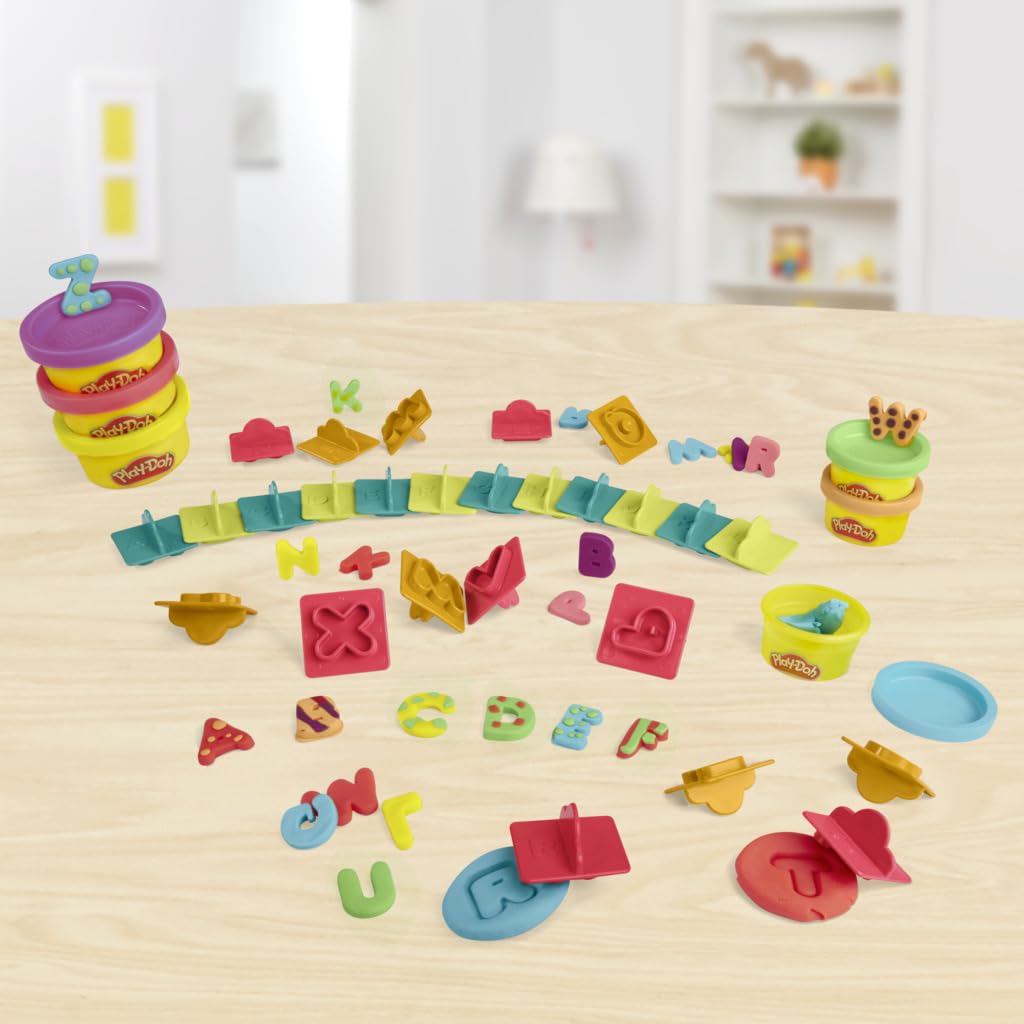 Set de Letras Play-Doh Brillantes con Accesorios y 6 Latas para Niños y Niñas