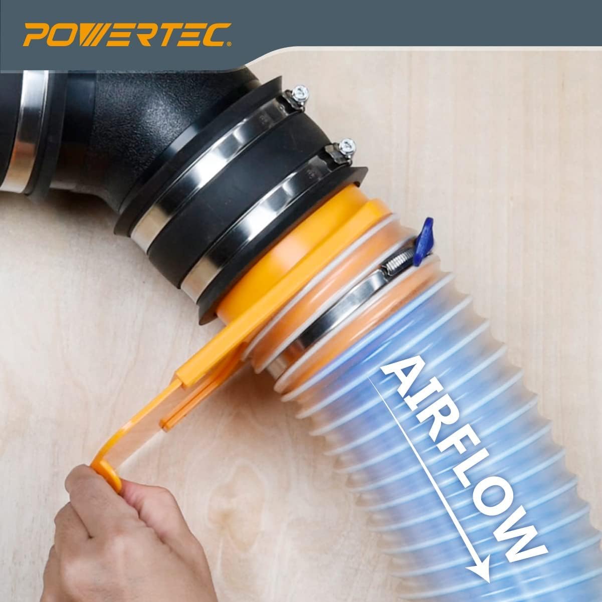 Manguera de Recogida de Polvo POWERTEC Transparente para Colector de Polvo de Carpintería y Aspiradora de Tienda
