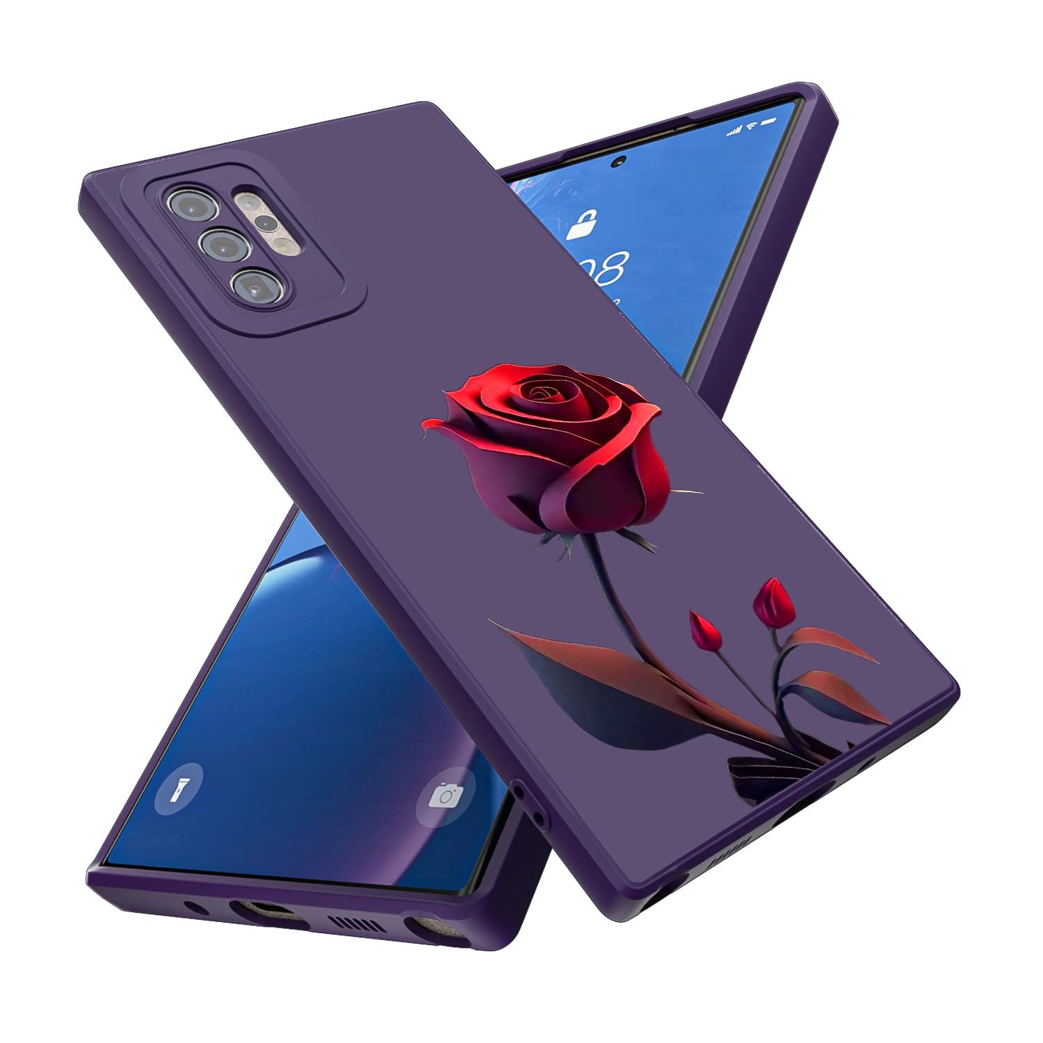 Threehao Funda para Samsung Galaxy S10 Plus Case Uso Rudo, Ultra Delgado Flexible Silicona Púrpura Carcasa con Aesthetic Dibujos Flores, Antigolpes Anti-arañazos Protectora