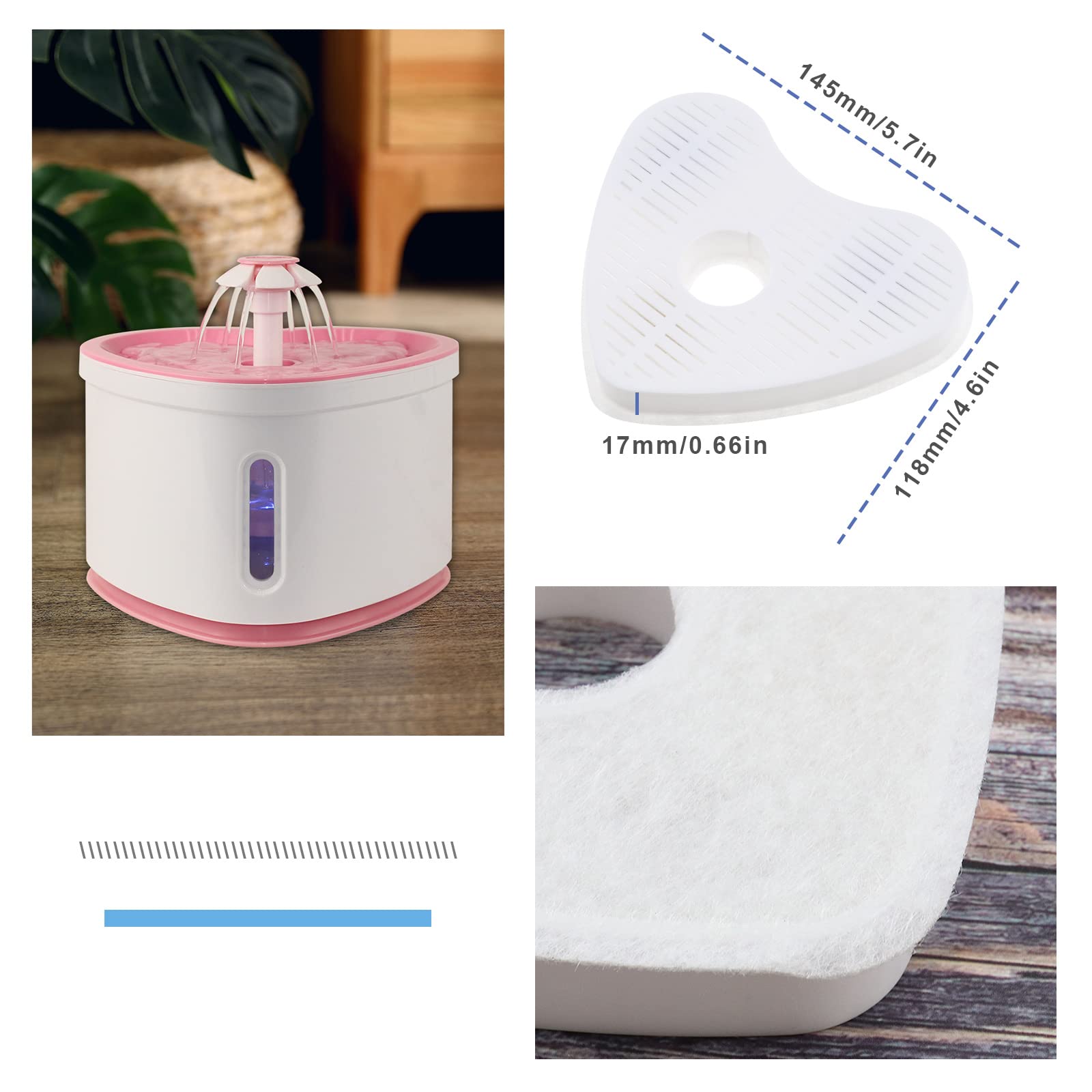 Filtros de Fuente de Agua para Mascotas Compatibles con Fuentes en Forma de Corazón de Flores