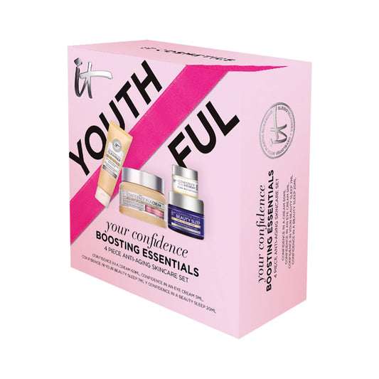 IT Cosmetics, Confidence In A Cream, Set de Rutina de Hidratación Youthful Kit, Confidence In A Cleanser 7 ml + Confidence In A Cream 60 ml + Confidence In An Eye Cream 5 ml + Confidence In Your Beauty Sleep 20 ml, 4 Piezas