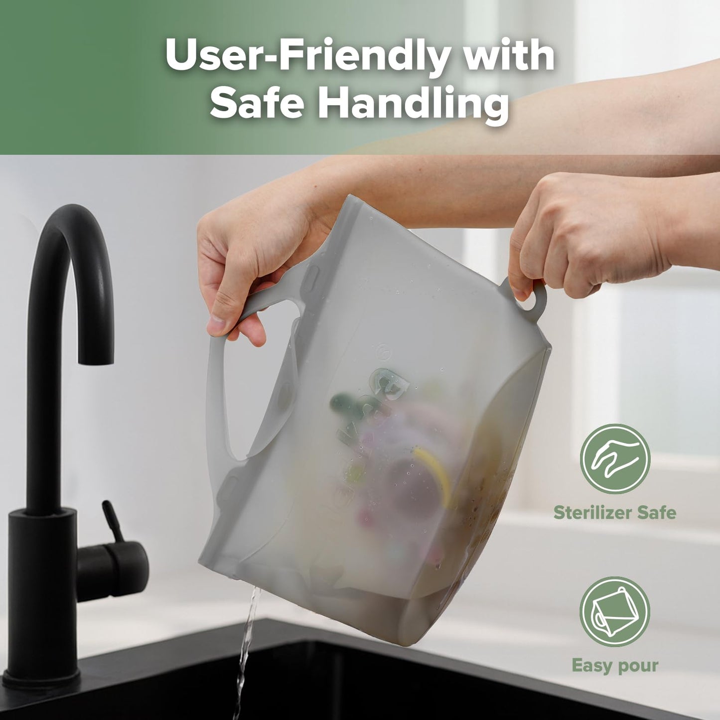 Bolsa reutilizable grande de 2000ml/70oz de Haakaa para esterilizar y vaporizar al microondas, ideal para biberones, extractores de leche, accesorios, chupetes, mordedores, para el hogar y para llevar