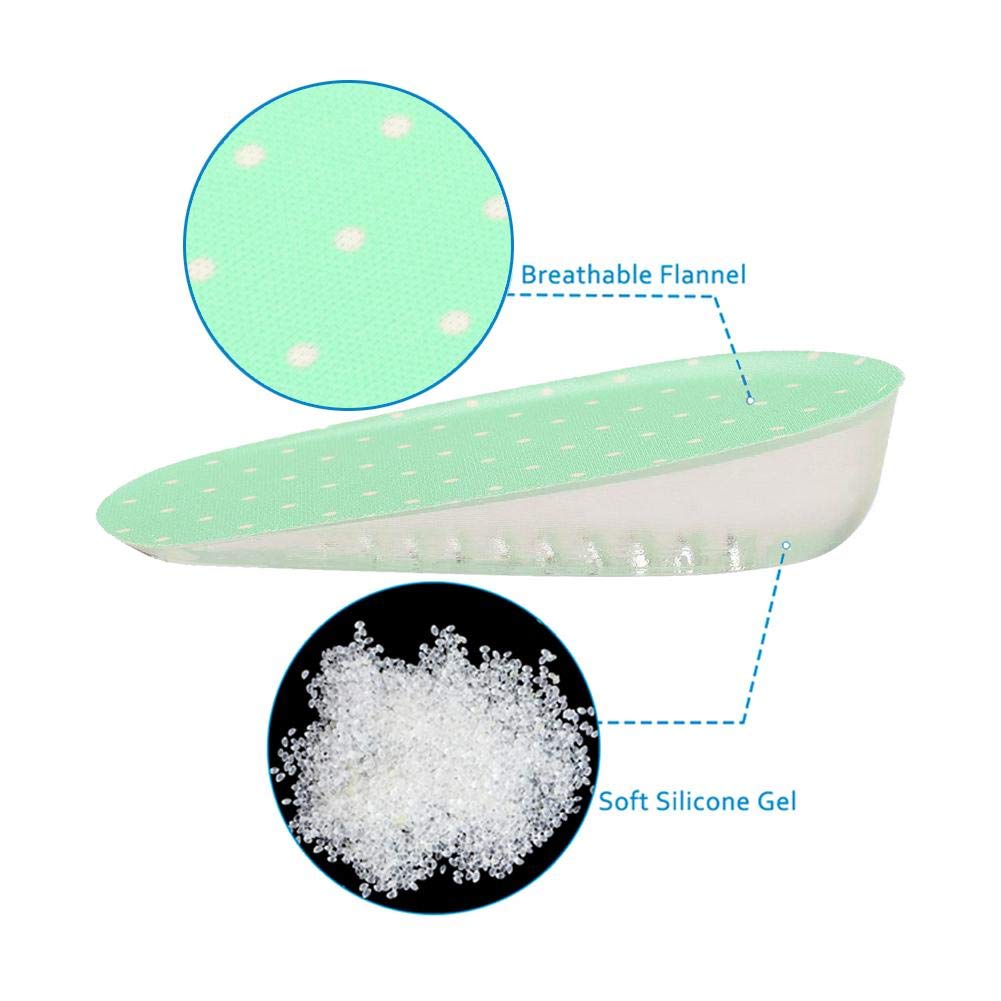 Plantillas Ortopédicas TMISHION Verde Gel de Silicona con Aumento de Altura 3.5cm
