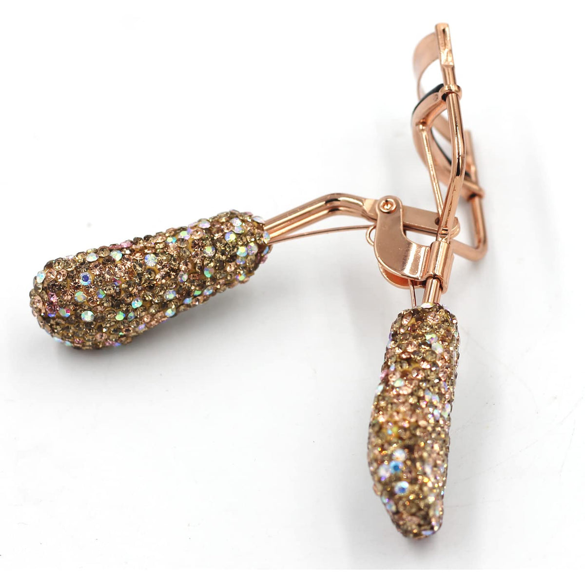 Bestbling Bling Maquillaje Rizador de Pestañas Con Almohadillas de Presión de Silicona de Recarga y Muelle Cargado para No Pellizcar O Tirar (Oro)