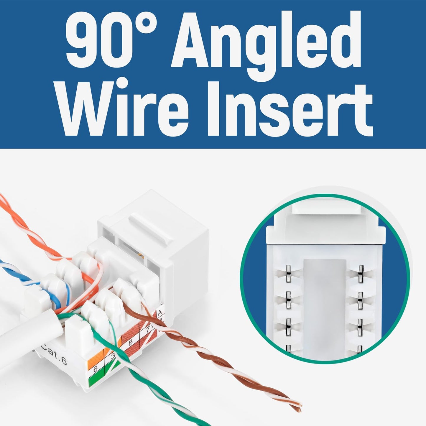 Herramienta de Terminación Everest Media Solutions Blanca con 20 Conectores Keystone Jack CAT6 en Ángulo de 90°