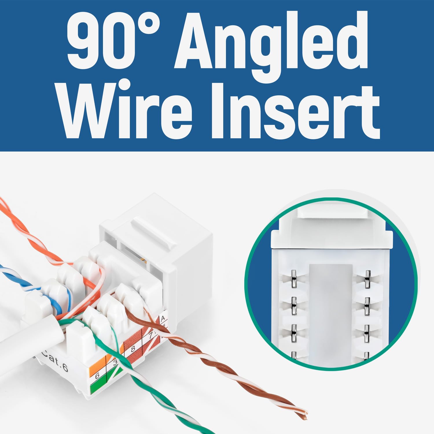 Herramienta de Terminación Everest Media Solutions Blanca con 20 Conectores Keystone Jack CAT6 en Ángulo de 90°