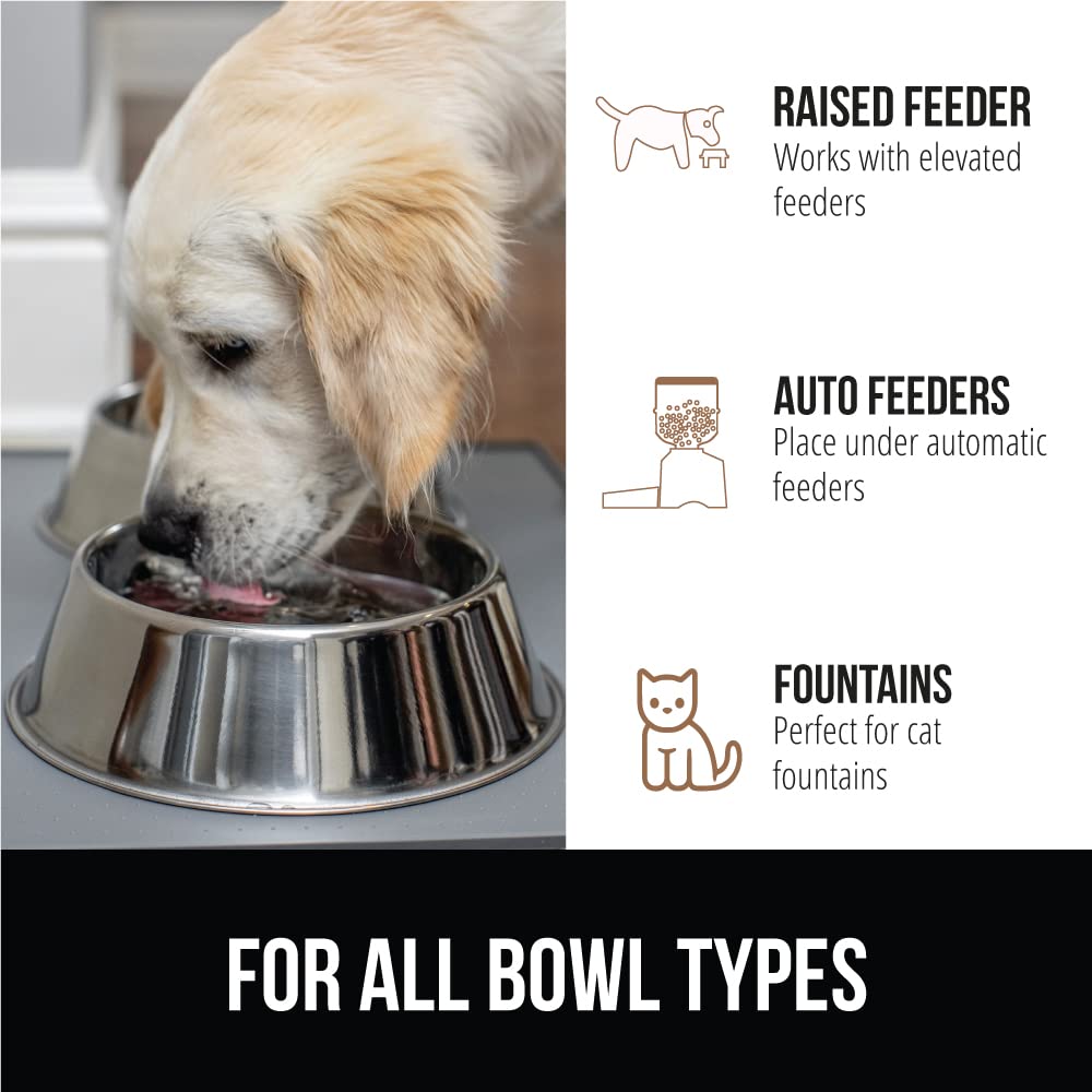 Gorilla Grip 100% Impermeable con Borde Elevado, Alfombrilla de alimentación de Silicona para Mascotas, sin BPA, Las Alfombrillas para Comida para Perros y Gatos contienen derrames, 16x10, Gray
