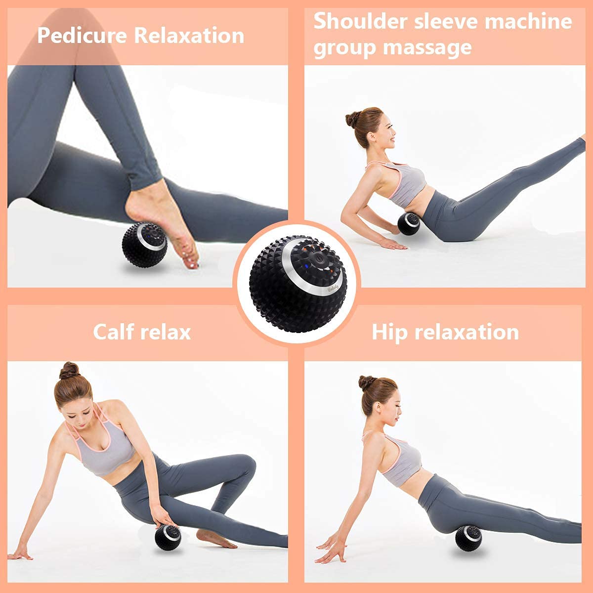 Bola de Masaje Vibratoria Wolady Alta Intensidad Lavable Recargable para Fitness y Yoga