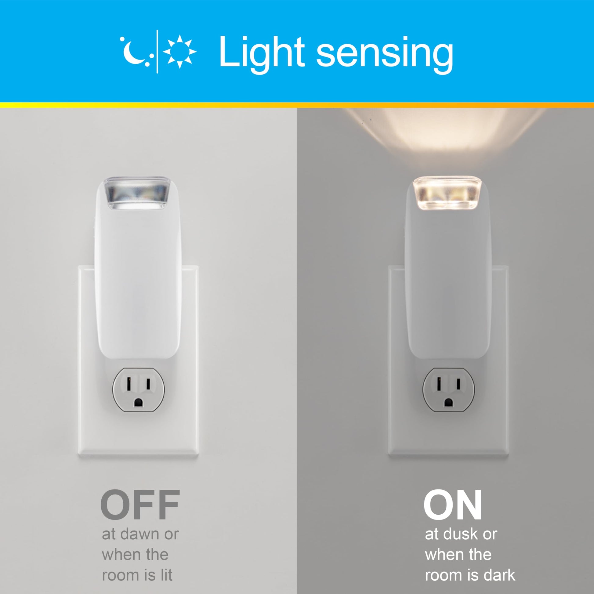 Luz nocturna LED de falla de energía 4 en 1 GE, paquete de 2, sensor de anochecer a amanecer, 40 lúmenes, enchufe plegable, para linterna de emergencia, tormenta, huracán, blanco, 49578