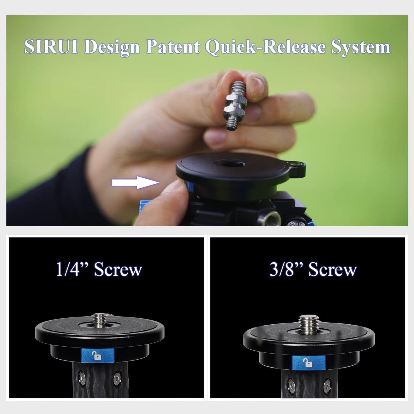 Trípode Profesional SIRUI Fibra de Carbono Resistente Impermeable 69 Pulgadas con Columna Central Triangular para Cámara DSLR y Videocámara